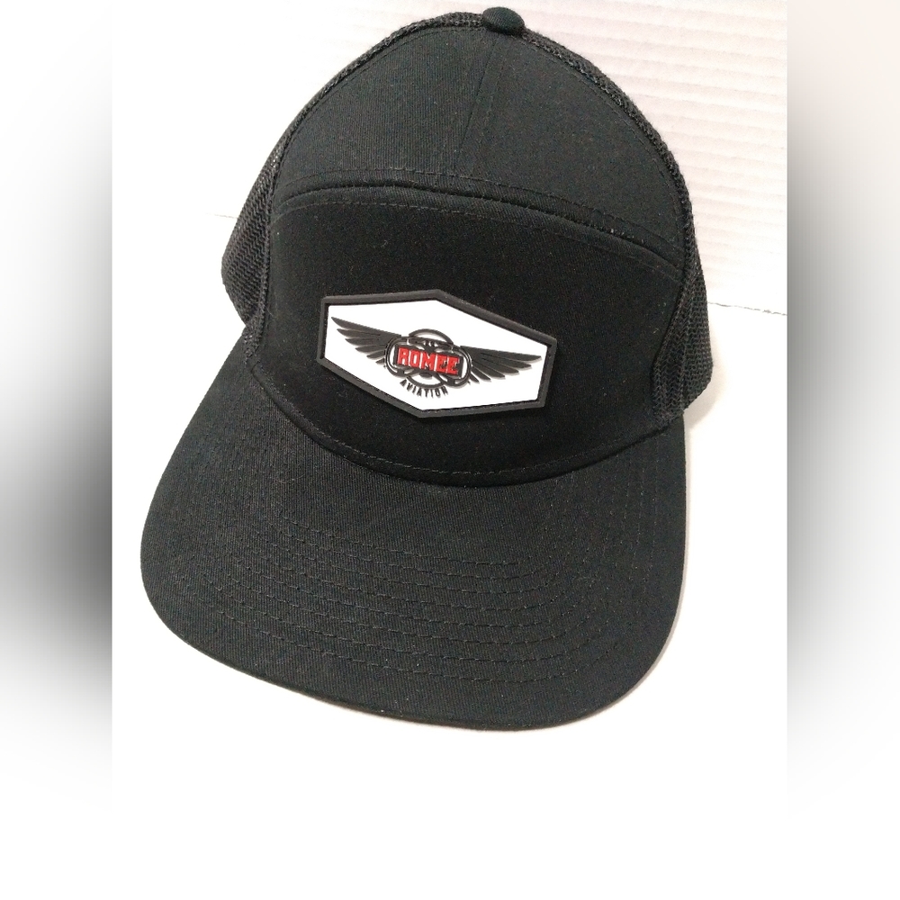 Romee Aviation Hat Ball Cap Black Mesh Back Snapback Adjustable OSFM Fahrenheit